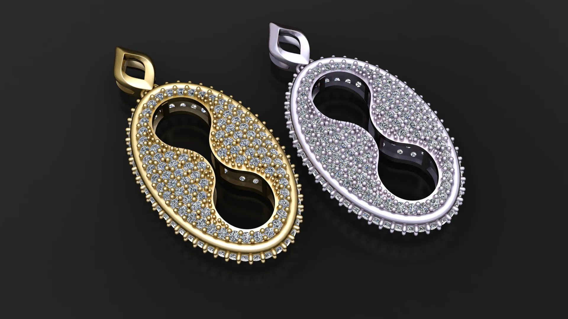 Infinity Pav Diamond Pendant 3D Model .c4d .max .obj .3ds .fbx .stl .blend 