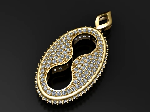 Infinity Pav Diamond Pendant 3D Model