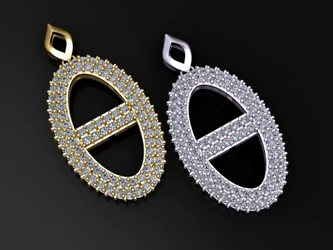 Double Loop Pav Diamond Pendant 3D Model