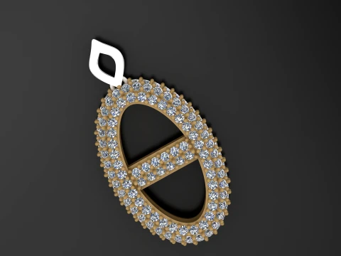 Double Loop Pav Diamond Pendant 3D Model