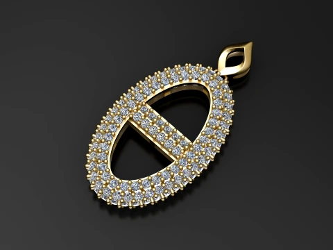 Double Loop Pav Diamond Pendant 3D Model
