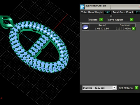 Double Loop Pav Diamond Pendant 3D Model