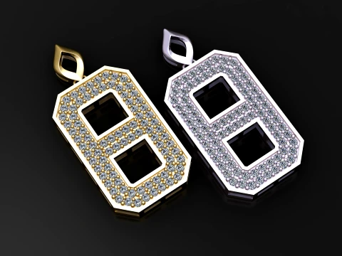Number 6 Pav Diamond Pendant 3D Model