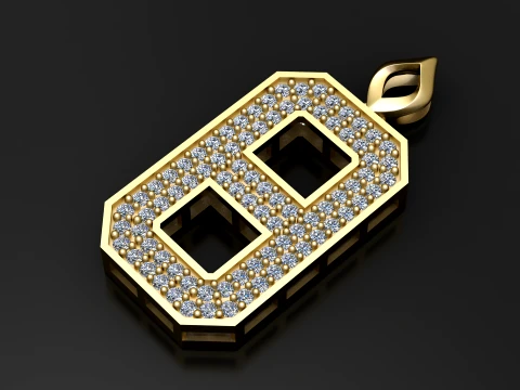 Number 6 Pav Diamond Pendant 3D Model