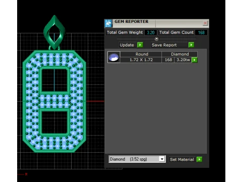 Number 6 Pav Diamond Pendant 3D Model