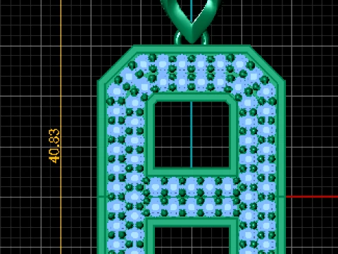 Number 6 Pav Diamond Pendant 3D Model