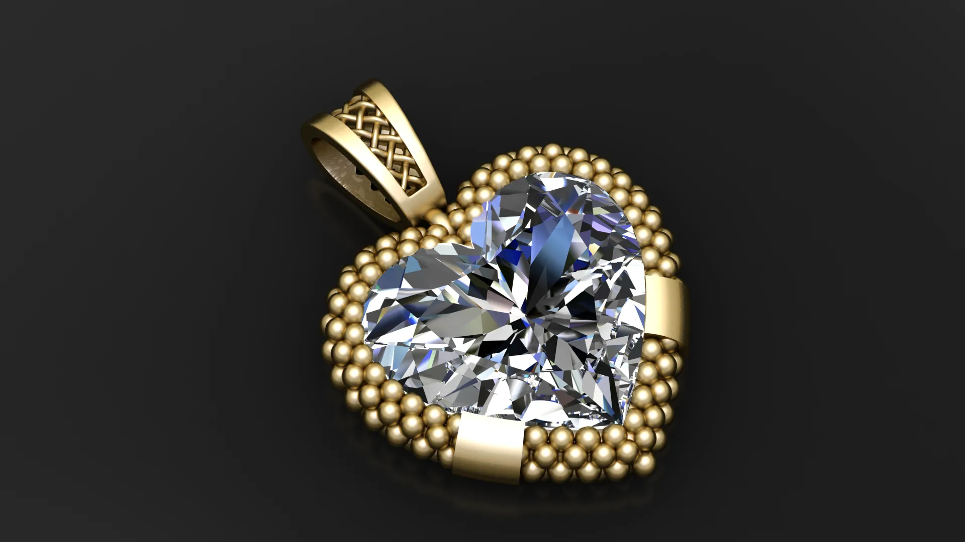 Ruby Heart Gold Pendant 3D Model .c4d .max .obj .3ds .fbx .stl .blend 