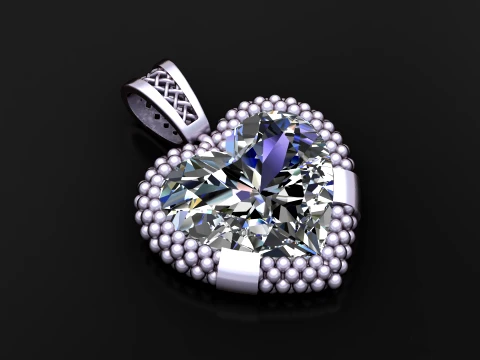 Ruby Heart Gold Pendant 3D Model