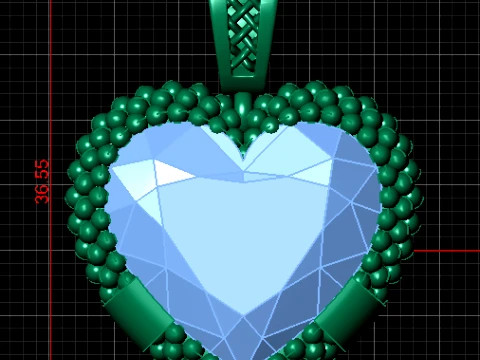 Ruby Heart Gold Pendant 3D Model