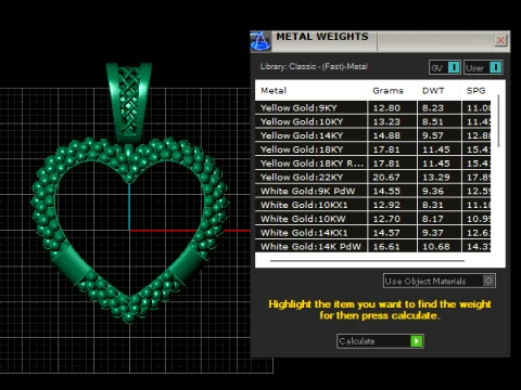 Ruby Heart Gold Pendant 3D Model