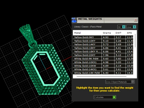 Geometric Pav Diamond Gold Pendant 3D Model