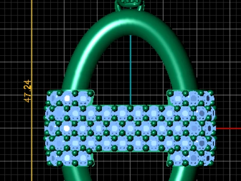 Diamond Bar Loop Gold Pendant 3D Model