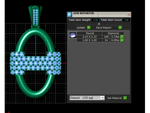 Diamond Bar Loop Gold Pendant 3D Model