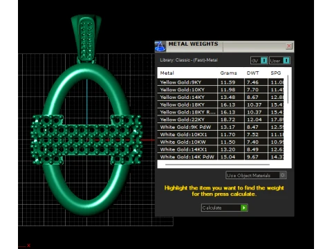 Diamond Bar Loop Gold Pendant 3D Model