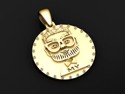 Custom Portrait Gold Pendant 3D Model