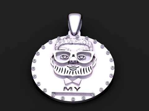 Custom Portrait Gold Pendant 3D Model