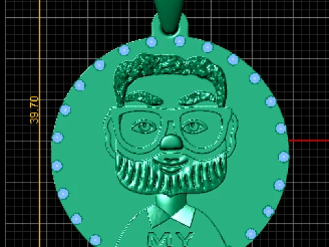 Custom Portrait Gold Pendant 3D Model