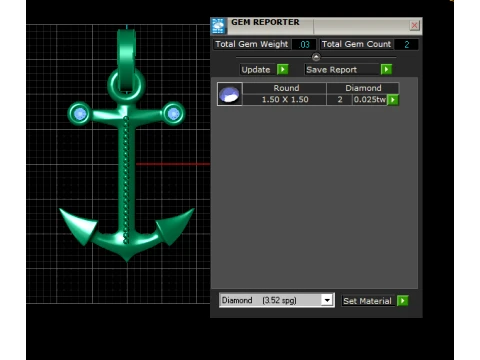 Gold Anchor Diamond Pendant 3D Model