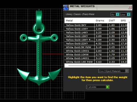 Gold Anchor Diamond Pendant 3D Model