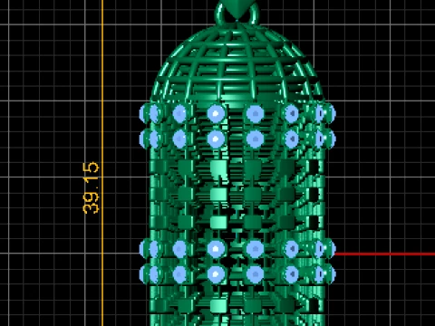 Cylindrical Cage Diamond Gold Pendant 3D Model