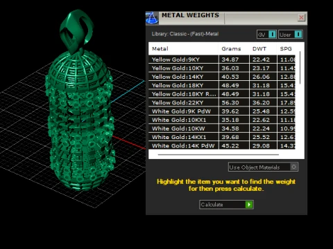 Cylindrical Cage Diamond Gold Pendant 3D Model