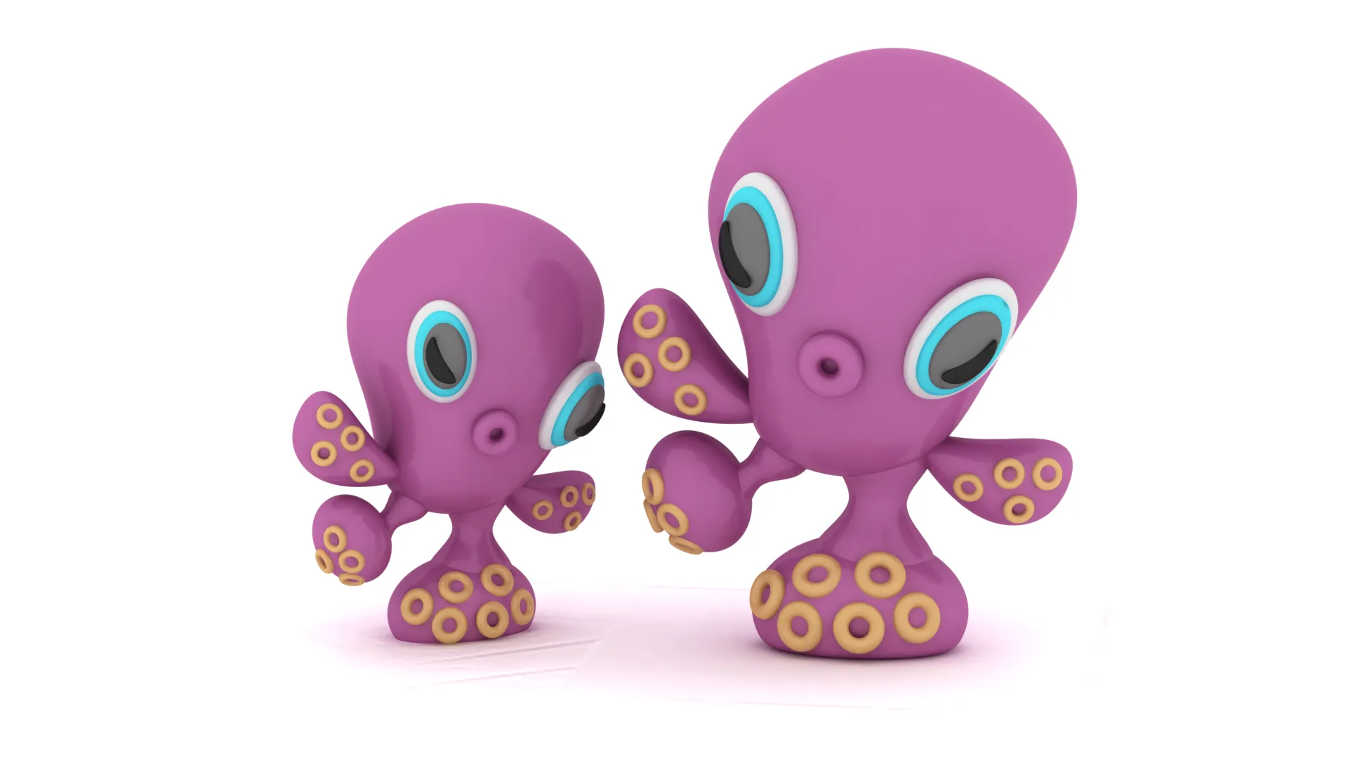 Cute Cartoon Octopus - 3D Printable Character Toy 3D Print Model .c4d .max .obj .3ds .fbx .stl .blend 