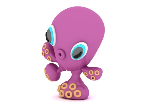Cute Cartoon Octopus - 3D Printable Character Toy 3D Print Model