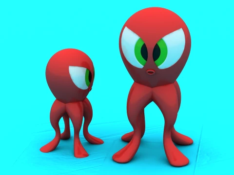 Chibi Red Octopus Pair - Desk Toy Collectible STL 3D printmodel
