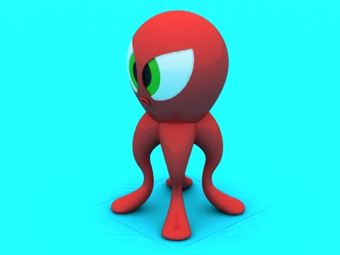 Chibi Red Octopus Pair - Desk Toy Collectible STL 3D Print Model