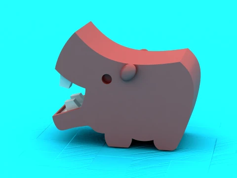 Cute Low-Poly Hippo - 3D Printable Desk Toy 3D Print Model