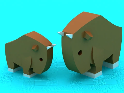 Chibi Bison Figure - Cute Wild Animal STL 3D Print Model