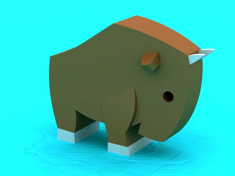 Chibi Bison Figure - Cute Wild Animal STL 3D Print Model