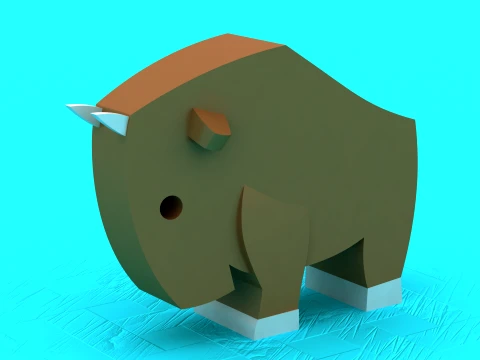 Chibi Bison Figure - Cute Wild Animal STL 3D Print Model