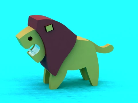 Stylized Open-Mouth Lion - Multi-Color 3D Print Model 3D Druckmodell
