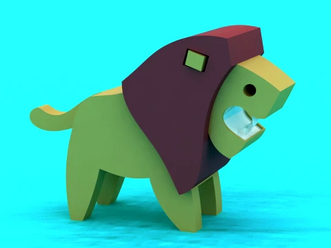Stylized Open-Mouth Lion - Multi-Color 3D Print Model 3D Druckmodell