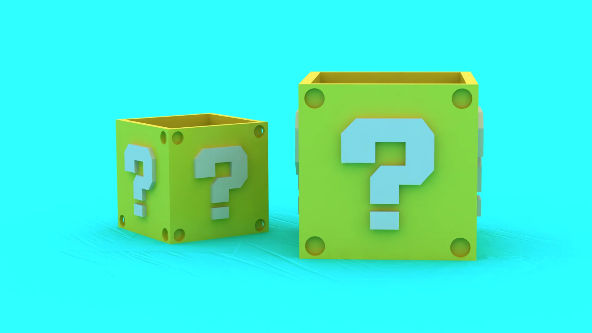Mario-Inspired Question Block Container - Multi-Color 3D Print Set 3D Print Model .c4d .max .obj .3ds .fbx .stl .blend 