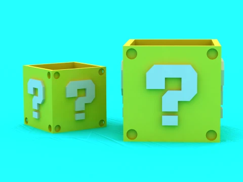 Mario-Inspired Question Block Container - Multi-Color 3D Print Set 3D Print Model