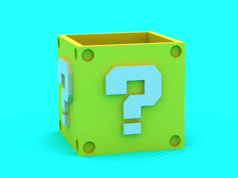 Mario-Inspired Question Block Container - Multi-Color 3D Print Set 3D Print Model