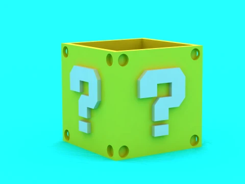 Mario-Inspired Question Block Container - Multi-Color 3D Print Set 3D Print Model
