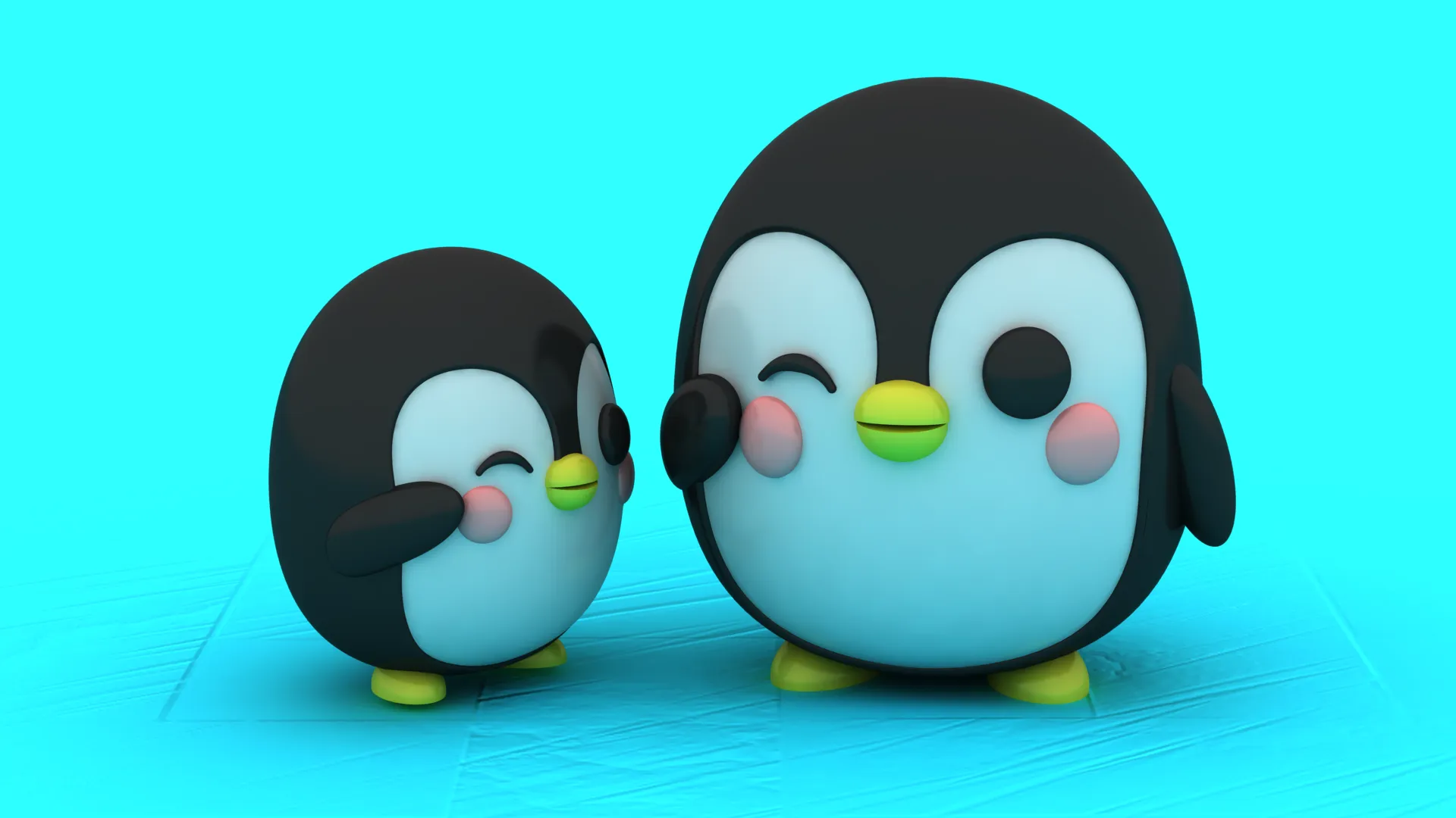 Chibi Round Penguin - Multi-Color 3D Print Model 3D Print Model .c4d .max .obj .3ds .fbx .stl .blend 