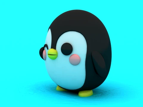Chibi Round Penguin - Multi-Color 3D Print Model 3D Print Model