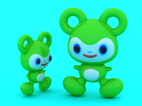 Chibi Alien Frog Creature Duo - Multi-Color 3D Print Model 3D Print Model