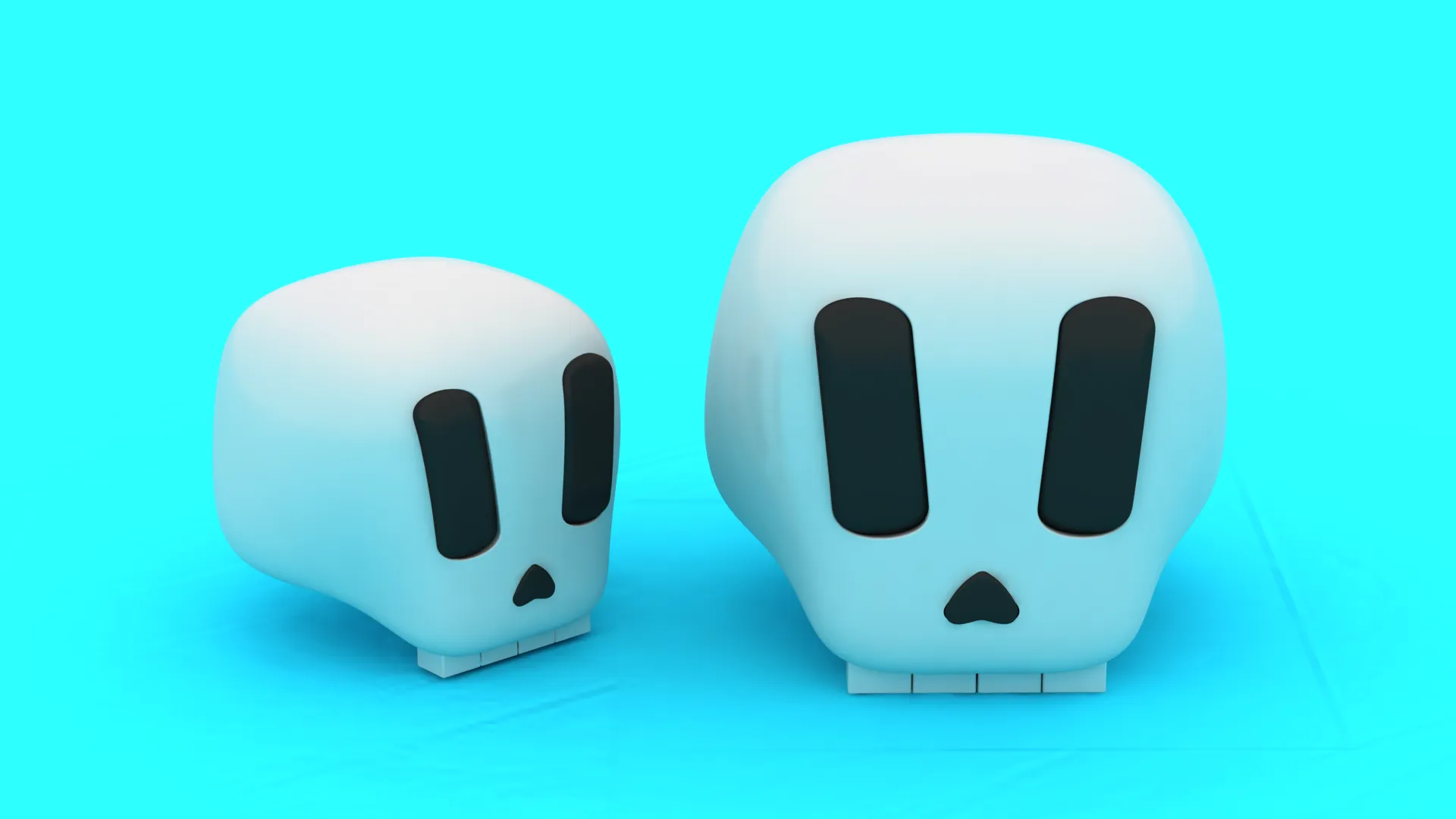 Minimalist Cartoon Skull Duo - Multi-Color 3D Print Model 3D Print Model .c4d .max .obj .3ds .fbx .stl .blend