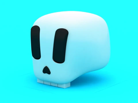 Minimalist Cartoon Skull Duo - Multi-Color 3D Print Model 3D Print Model