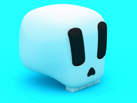 Minimalist Cartoon Skull Duo - Multi-Color 3D Print Model 3D Print Model