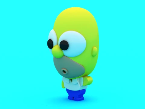 Chibi Cartoon Dad - Yellow Man Pair - 3D Printable Figure Set 3D Print Model