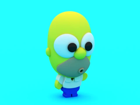 Chibi Cartoon Dad - Yellow Man Pair - 3D Printable Figure Set 3D Print Model