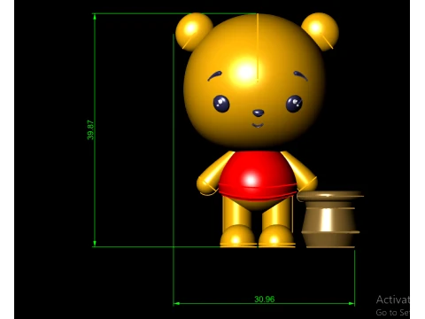 Cute Bear with Honey Pot - 3D Printable Chibi Figure 3D Print Model