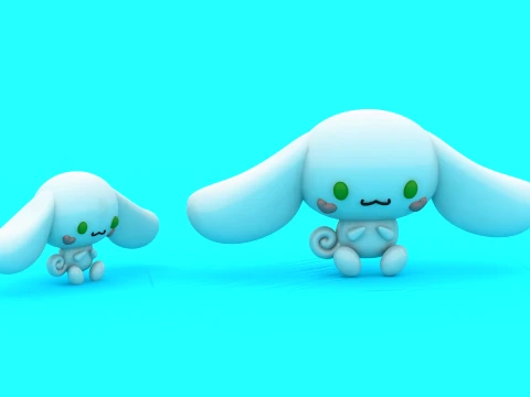 Chibi Big-Eared White Bunny Puppy - Multi-Color 3D Print Model 3D Druckmodell