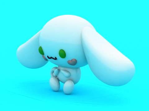 Chibi Big-Eared White Bunny Puppy - Multi-Color 3D Print Model 3D Print Model